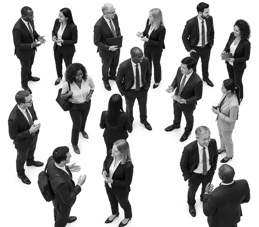 Profissionais em uma roda de networking